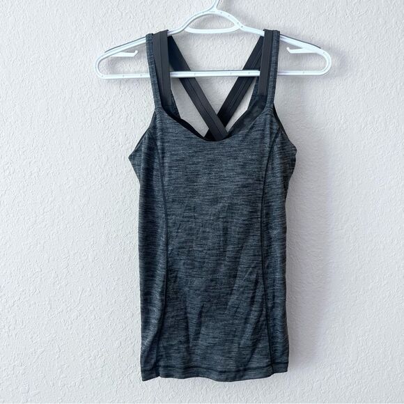 Lululemon Run For Gold Tank Heathered Green Camo Size 6 No Cups - Picture 1 of 8